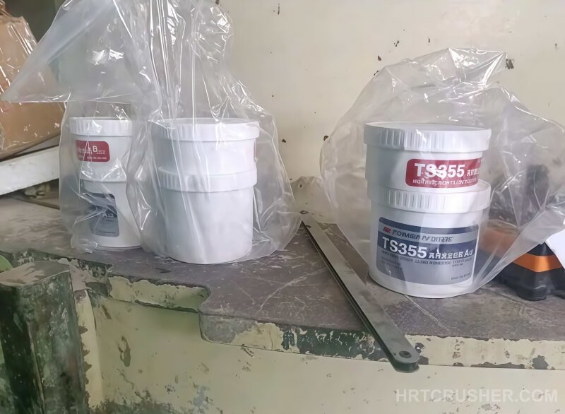 Adhesive and sealant preparation for HP500 eccentric bushing assembly