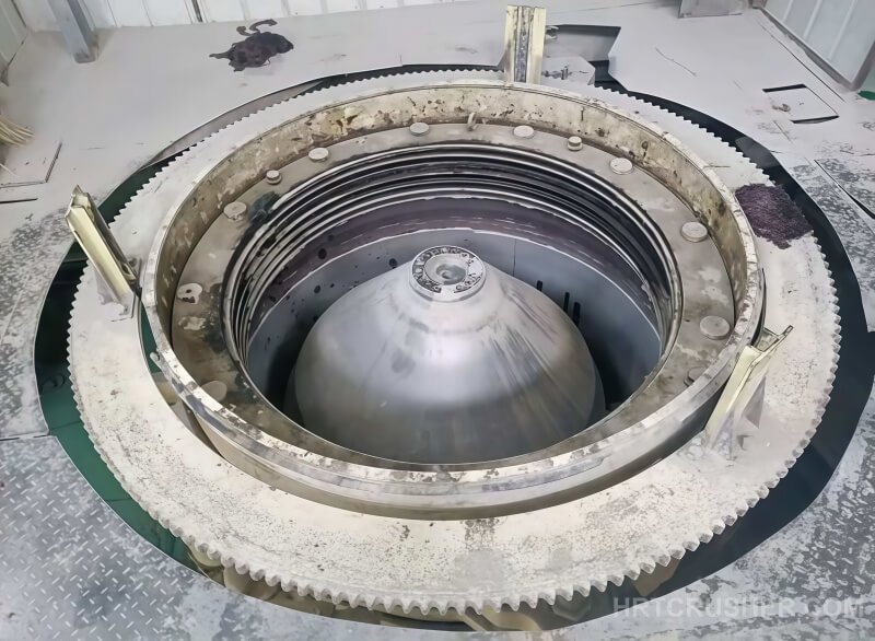 Final reassembled Metso HP500 cone crusher after eccentric bushing replacement