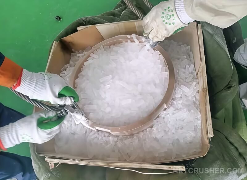 HP500 eccentric bushing fully covered in dry ice for interference fit preparation